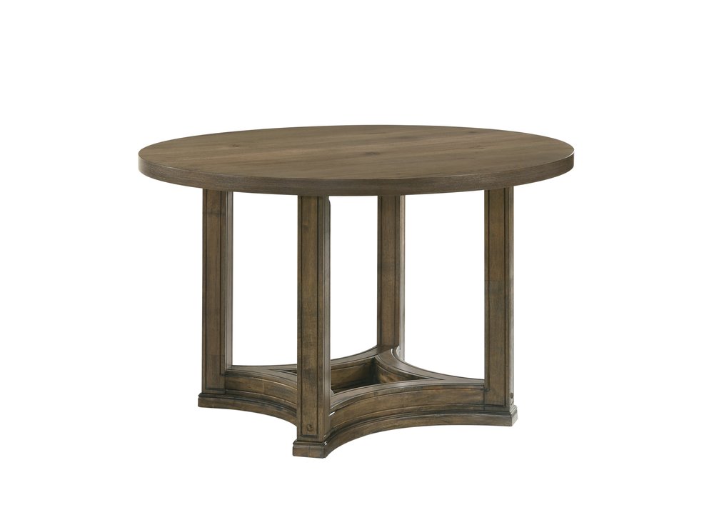 Oak Solid Wood Frame Base Round Top Dining Table - 47-inch