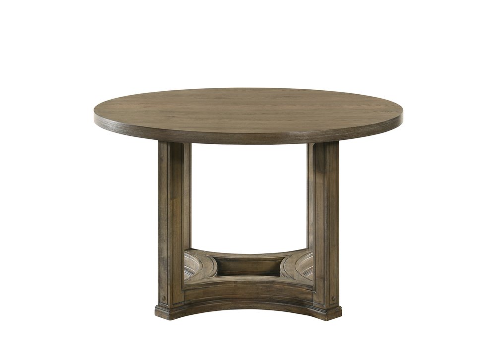 Oak Solid Wood Frame Base Round Top Dining Table - 47-inch