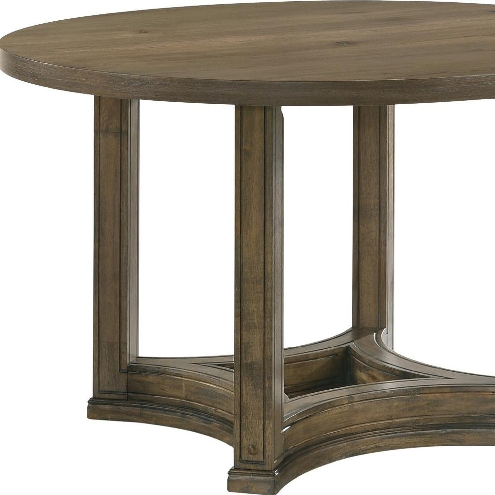 Oak Solid Wood Frame Base Round Top Dining Table - 47-inch