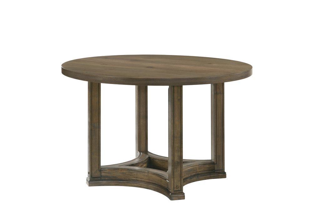 Oak Solid Wood Frame Base Round Top Dining Table - 47-inch