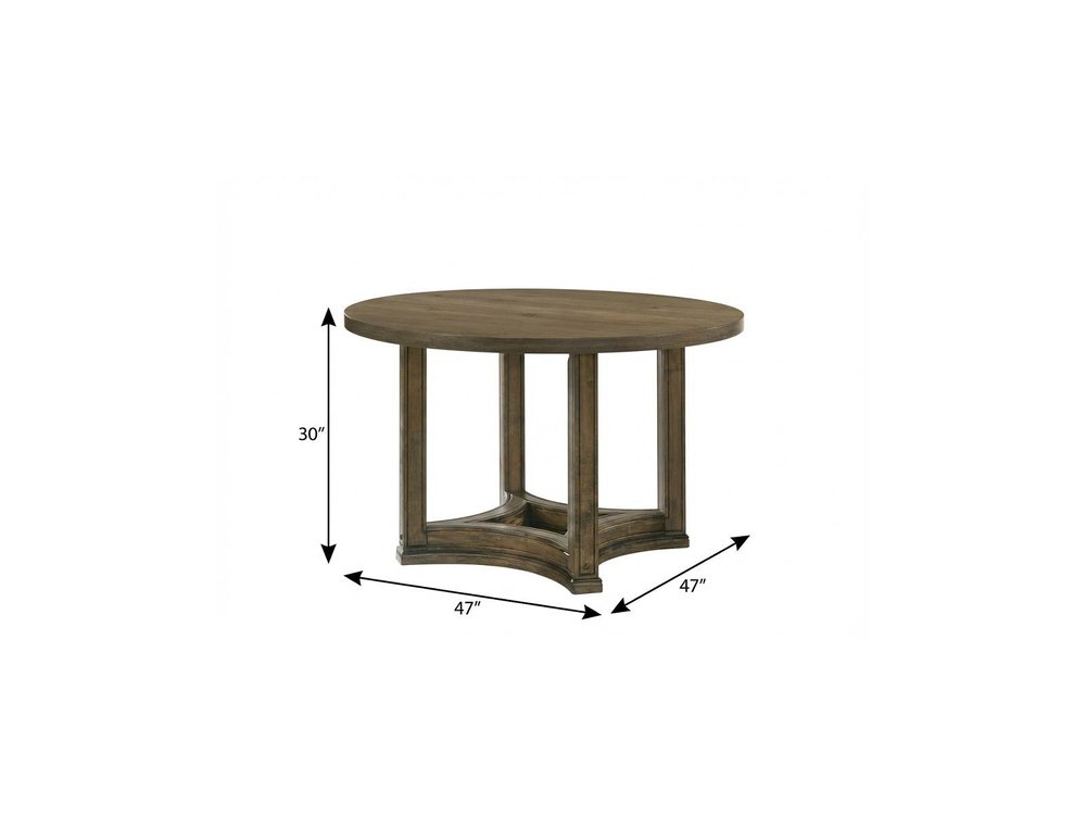 Oak Solid Wood Frame Base Round Top Dining Table - 47-inch