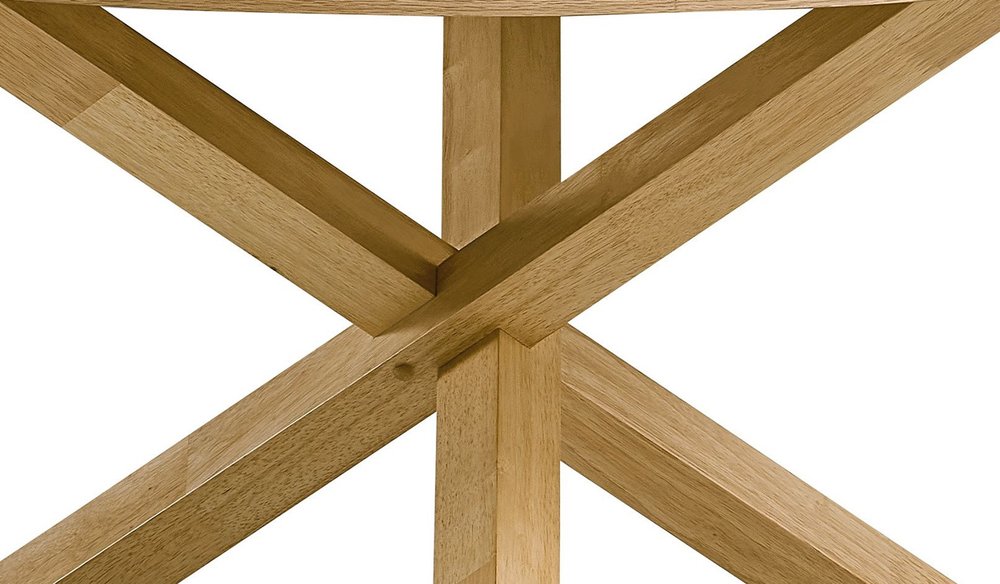 Oak Wood Cross Leg Base Round Top Dining Table - 54-inch