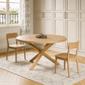 Oak Wood Cross Leg Base Round Top Dining Table - 54-inch