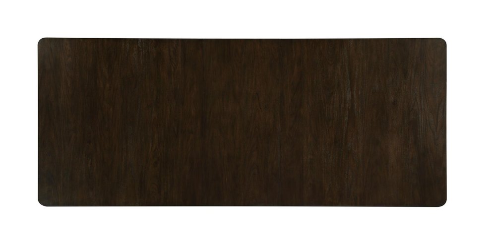 Walnut and White Wood Removable Leaf Double Pedestal Base Extendable Dining Table