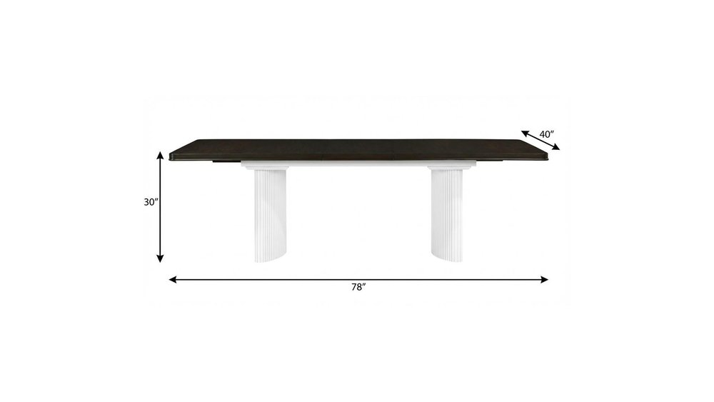 Walnut and White Wood Removable Leaf Double Pedestal Base Extendable Dining Table