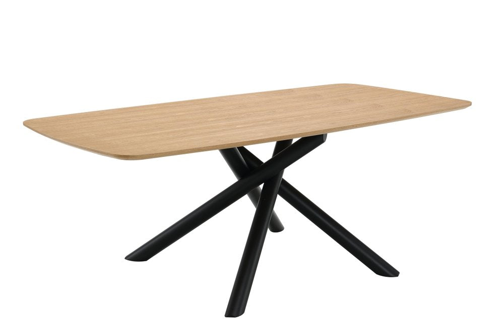 Natural and Black Wood and Iron Cross Leg Base Dining Table - 79-inch