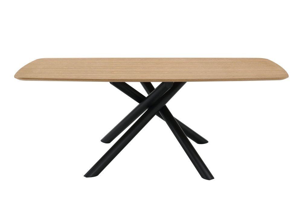 Natural and Black Wood and Iron Cross Leg Base Dining Table - 79-inch