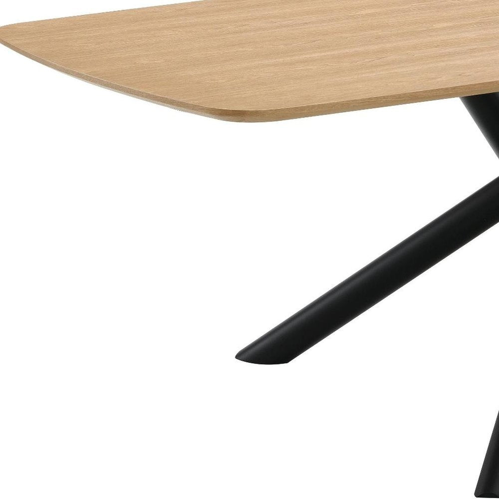 Natural and Black Wood and Iron Cross Leg Base Dining Table - 79-inch