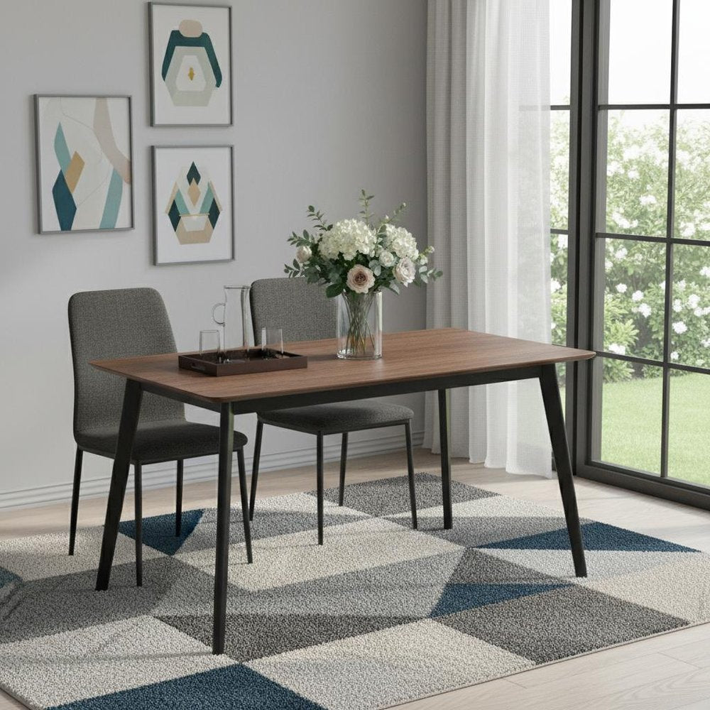 Walnut and Black Wood Dining Table - 59-inch