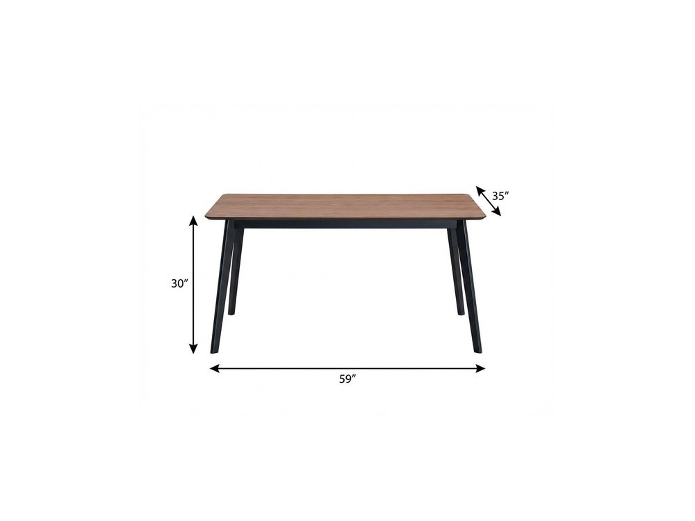 Walnut and Black Wood Dining Table - 59-inch