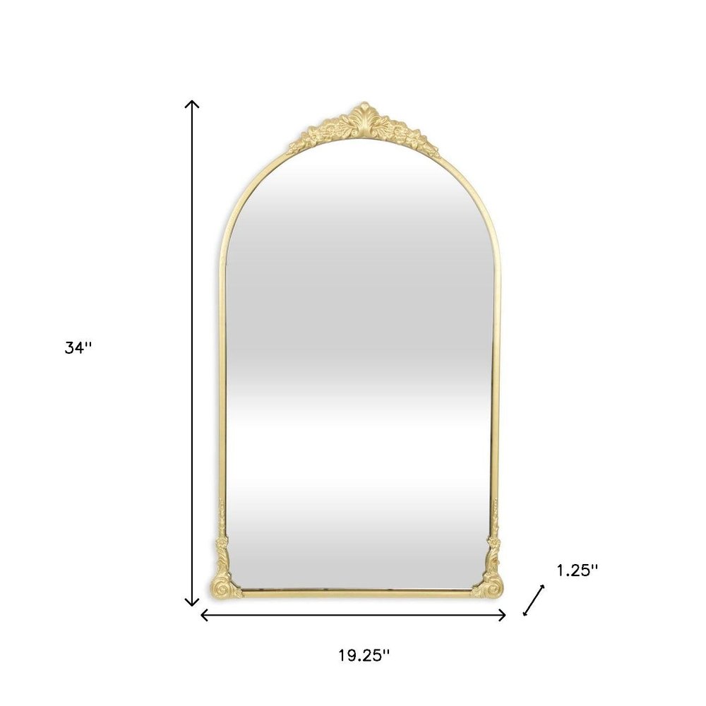 Gold Metal Arch Accent Mirror - 34-inch
