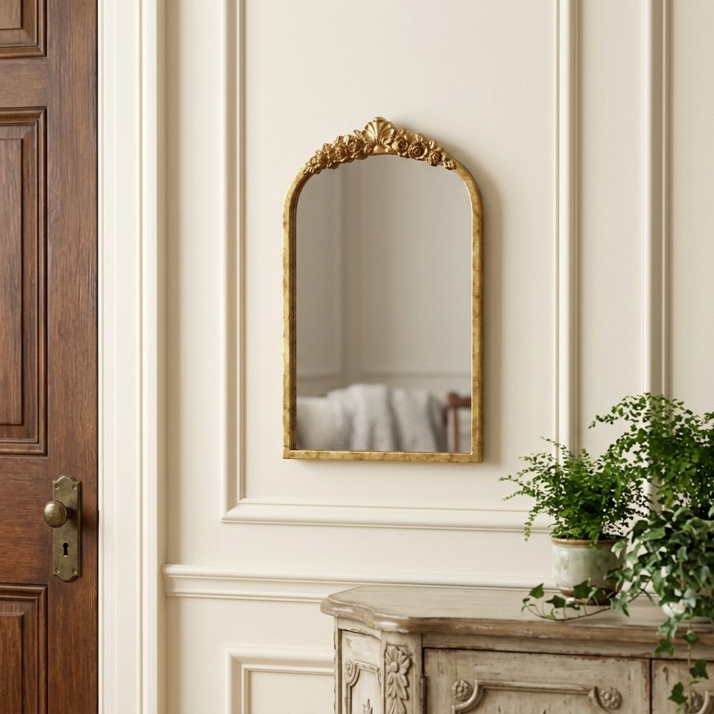 Gold Metal Arch Accent Mirror - 16-inch
