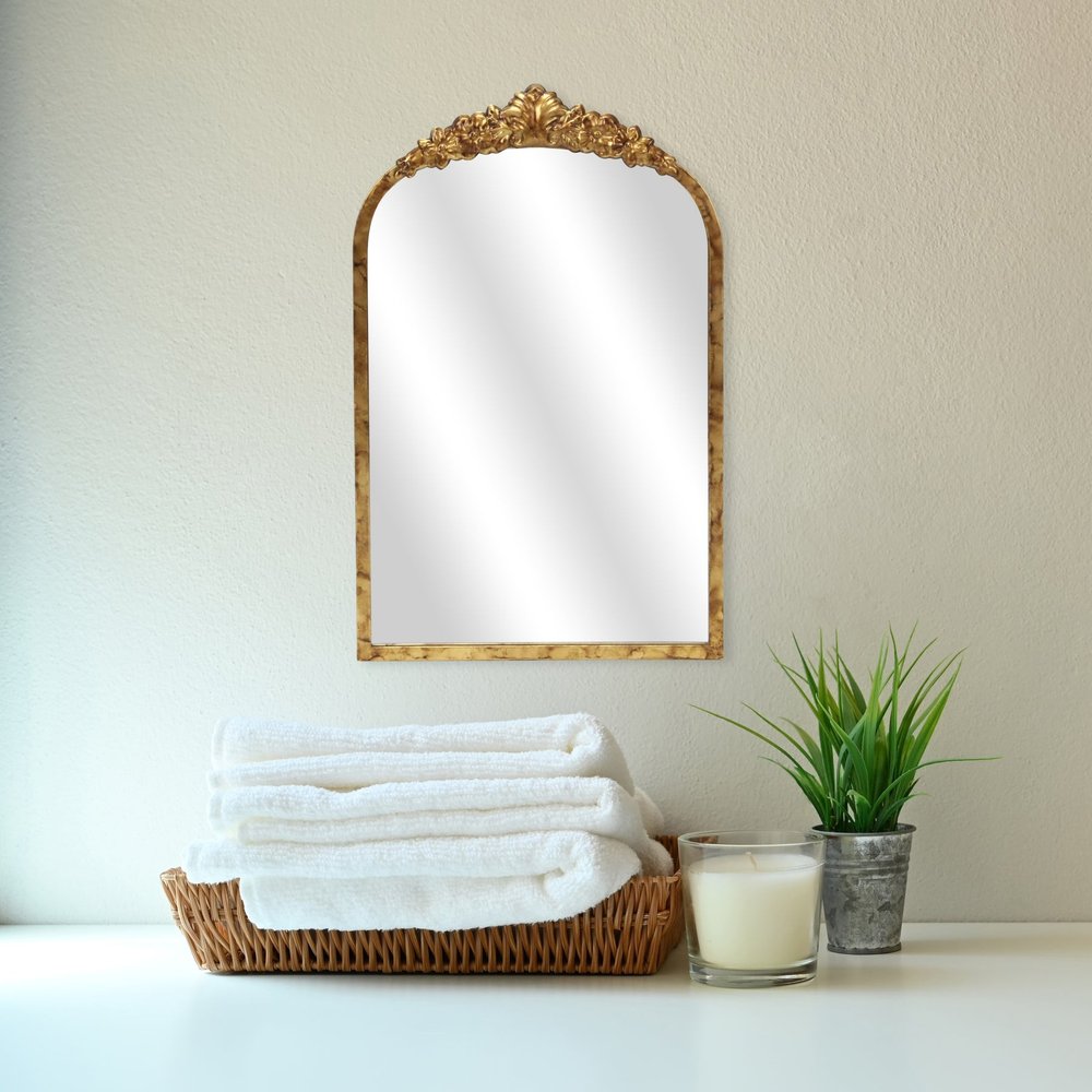 Gold Metal Arch Accent Mirror - 16-inch