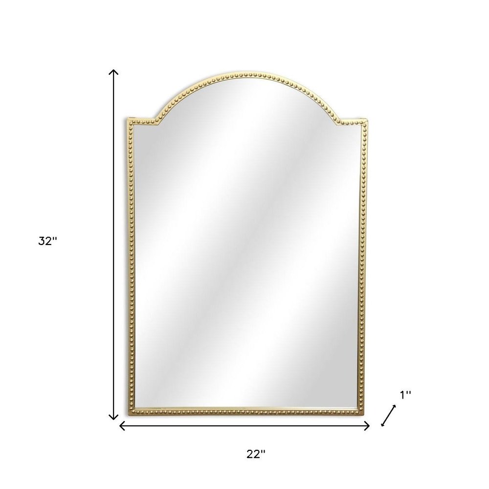 Gold Metal Beaded Arch Accent Mirror - 32-inch