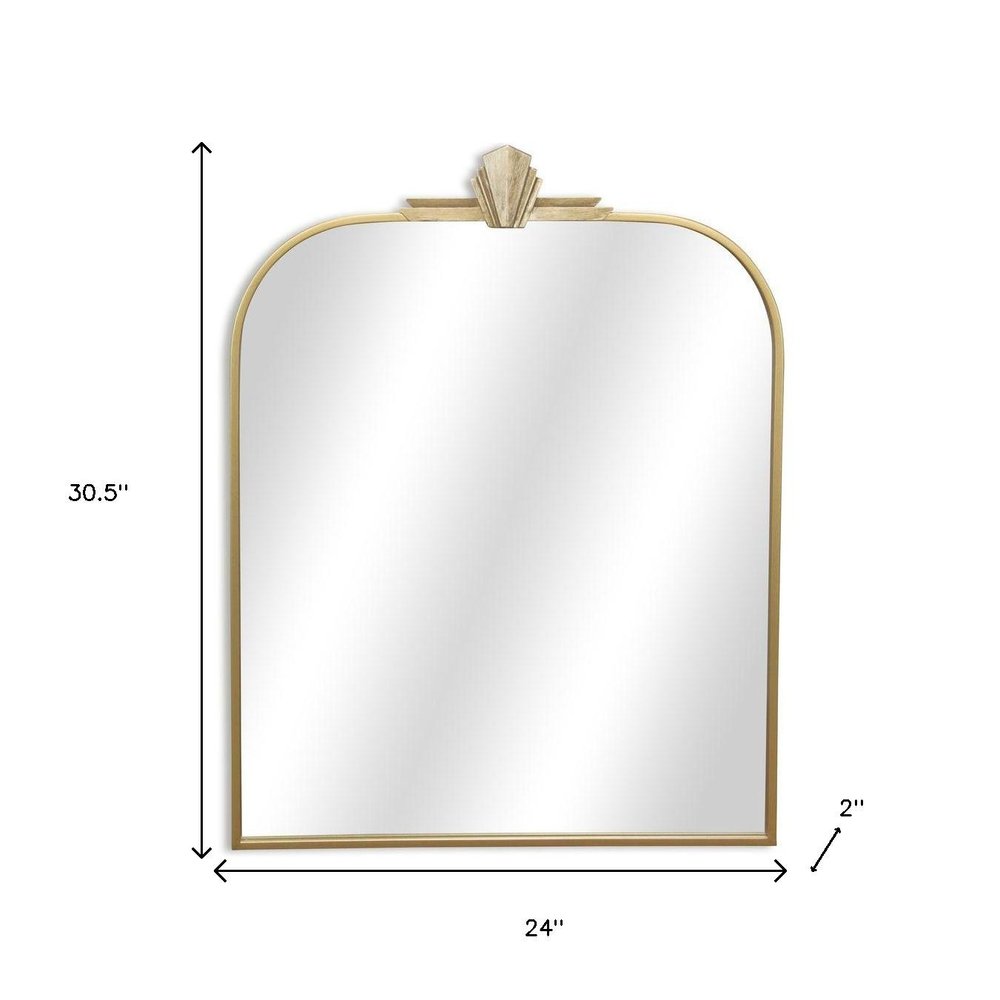 Gold Metal Art Deco Arch Accent Mirror - 31-inch