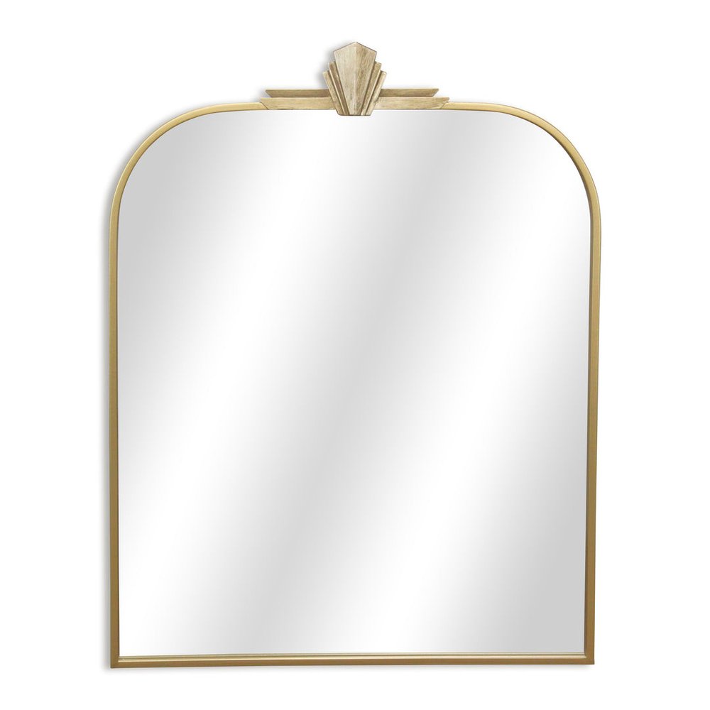 Gold Metal Art Deco Arch Accent Mirror - 31-inch