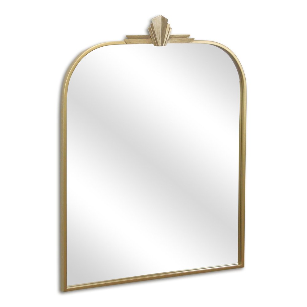 Gold Metal Art Deco Arch Accent Mirror - 31-inch