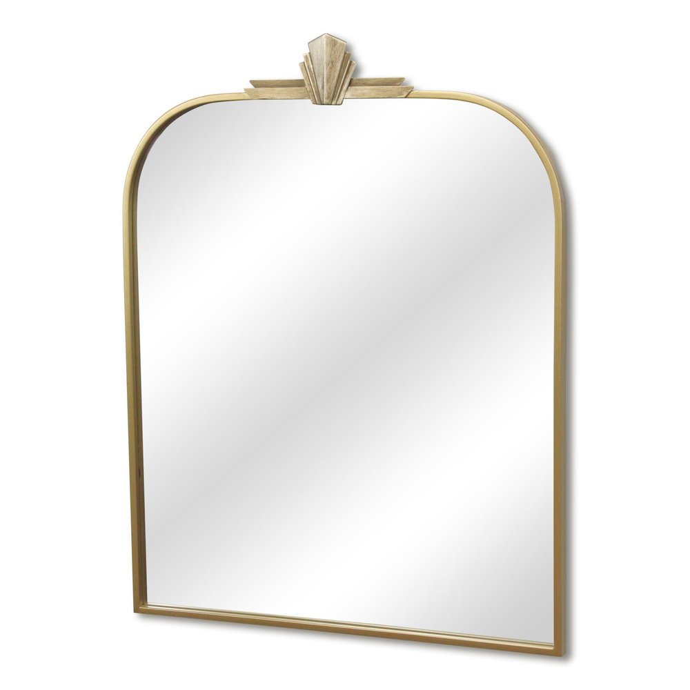 Gold Metal Art Deco Arch Accent Mirror - 31-inch