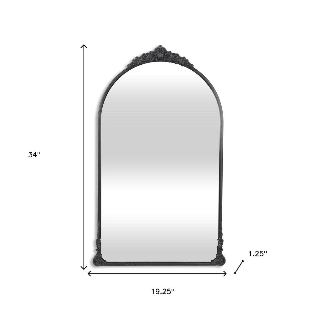 Black Metal Arch Accent Mirror - 34-inch
