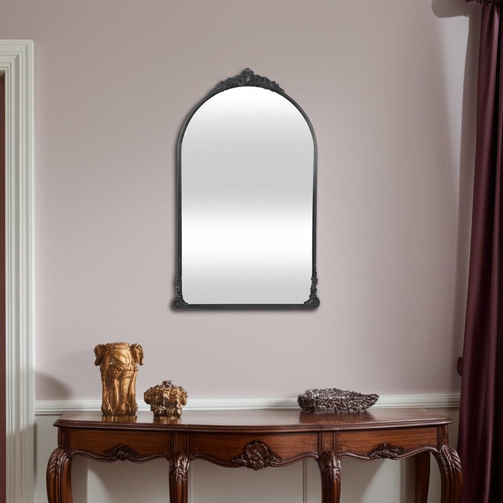 Black Metal Arch Accent Mirror - 34-inch