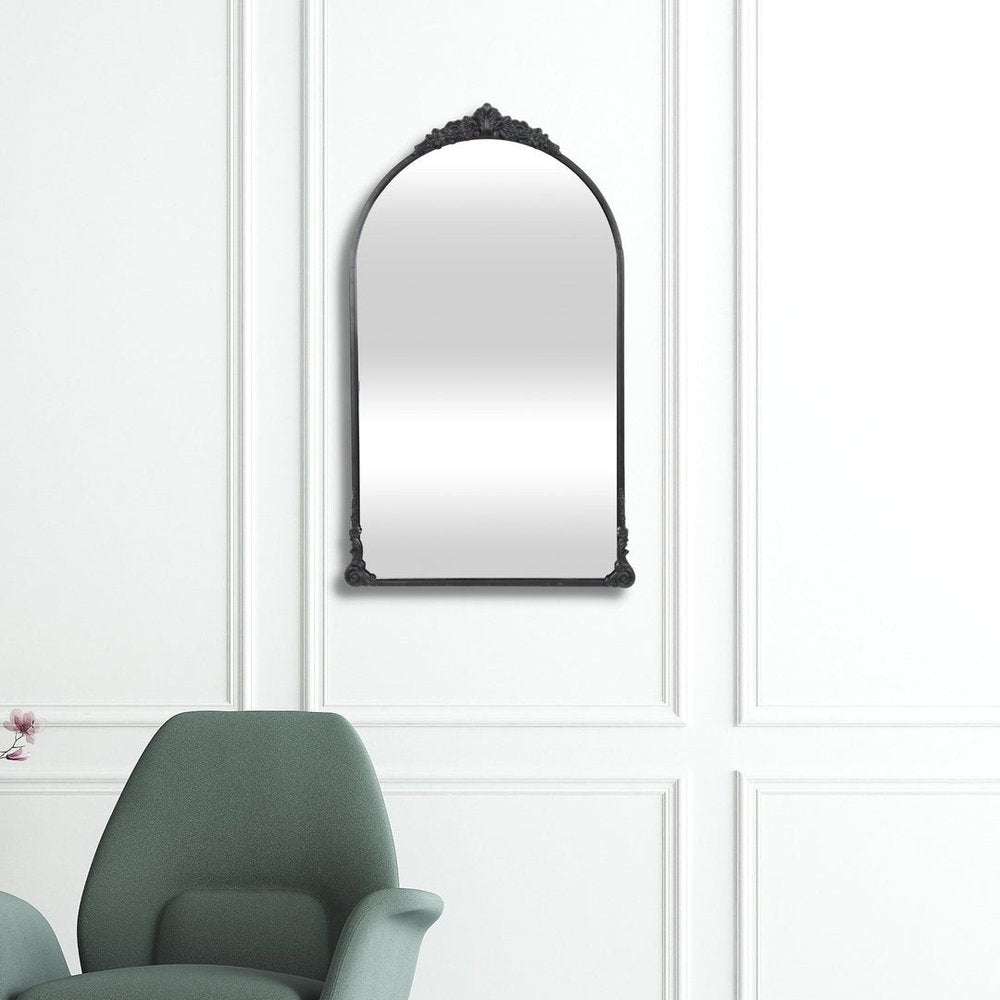 Black Metal Arch Accent Mirror - 34-inch