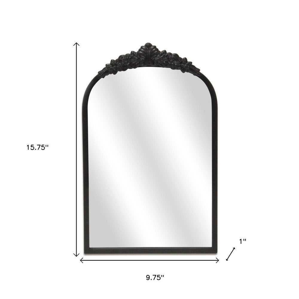 Black Metal Arch Accent Mirror - 16-inch
