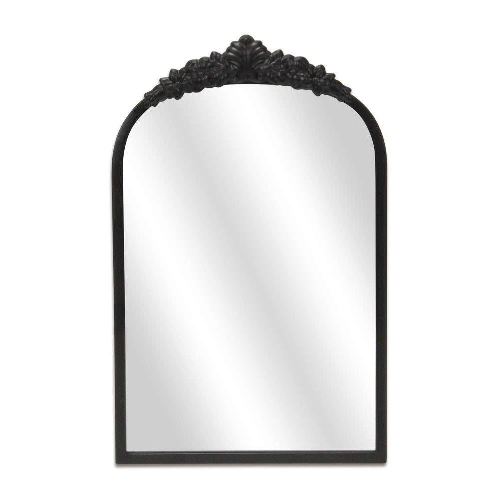 Black Metal Arch Accent Mirror - 16-inch