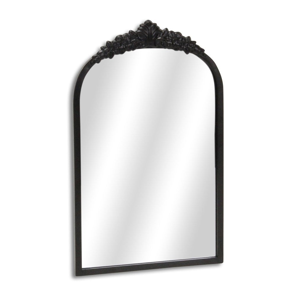 Black Metal Arch Accent Mirror - 16-inch