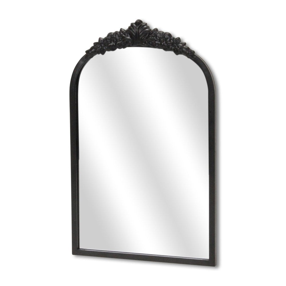 Black Metal Arch Accent Mirror - 16-inch