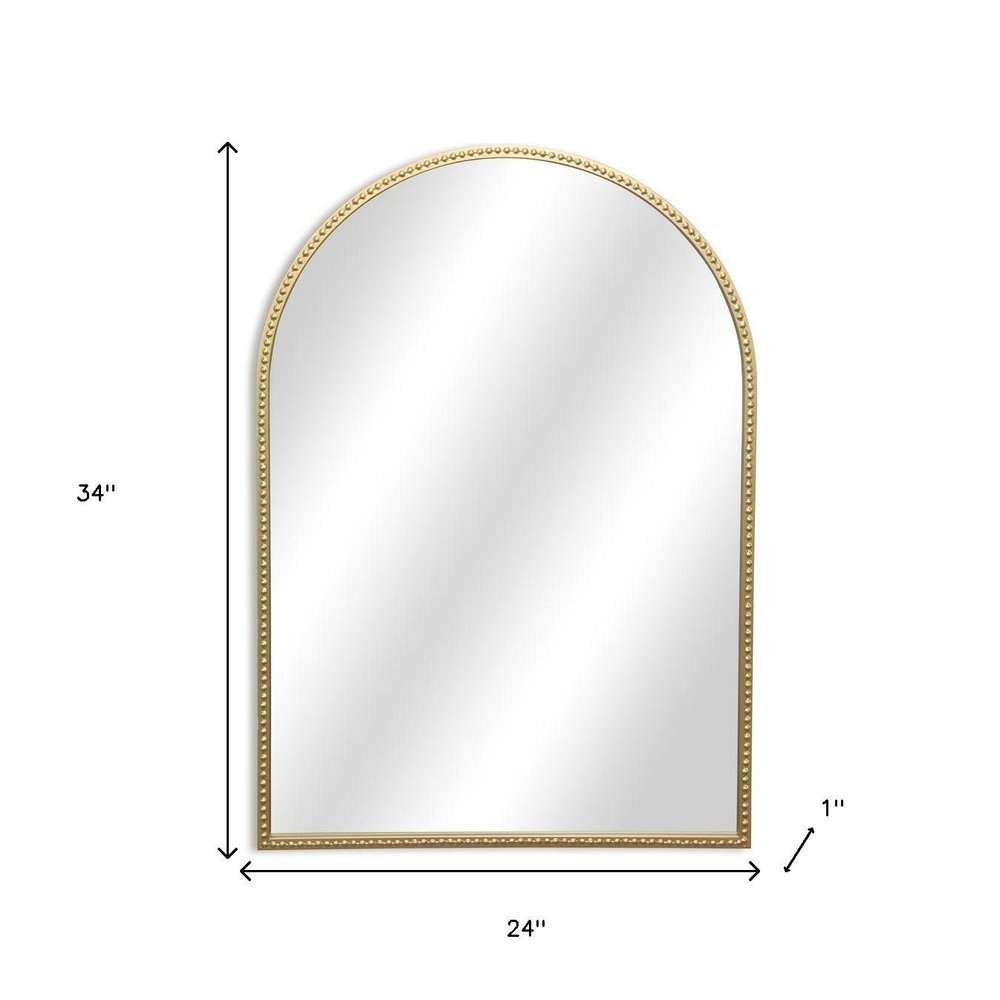 Gold Metal Beaded Arch Accent Mirror - 34-inch