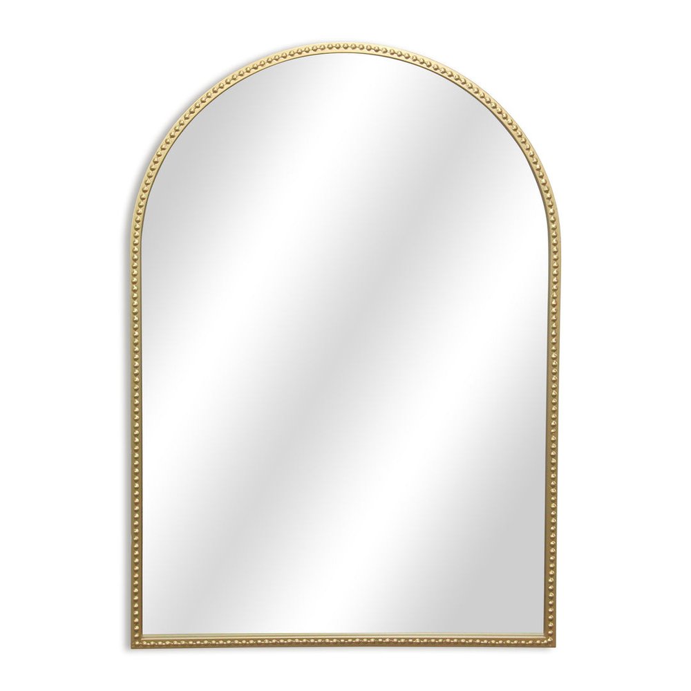 Gold Metal Beaded Arch Accent Mirror - 34-inch