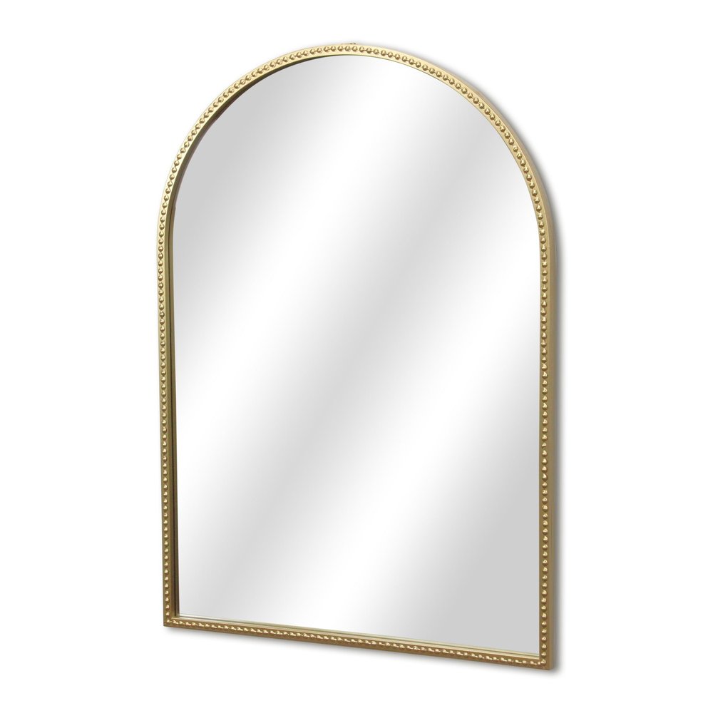 Gold Metal Beaded Arch Accent Mirror - 34-inch