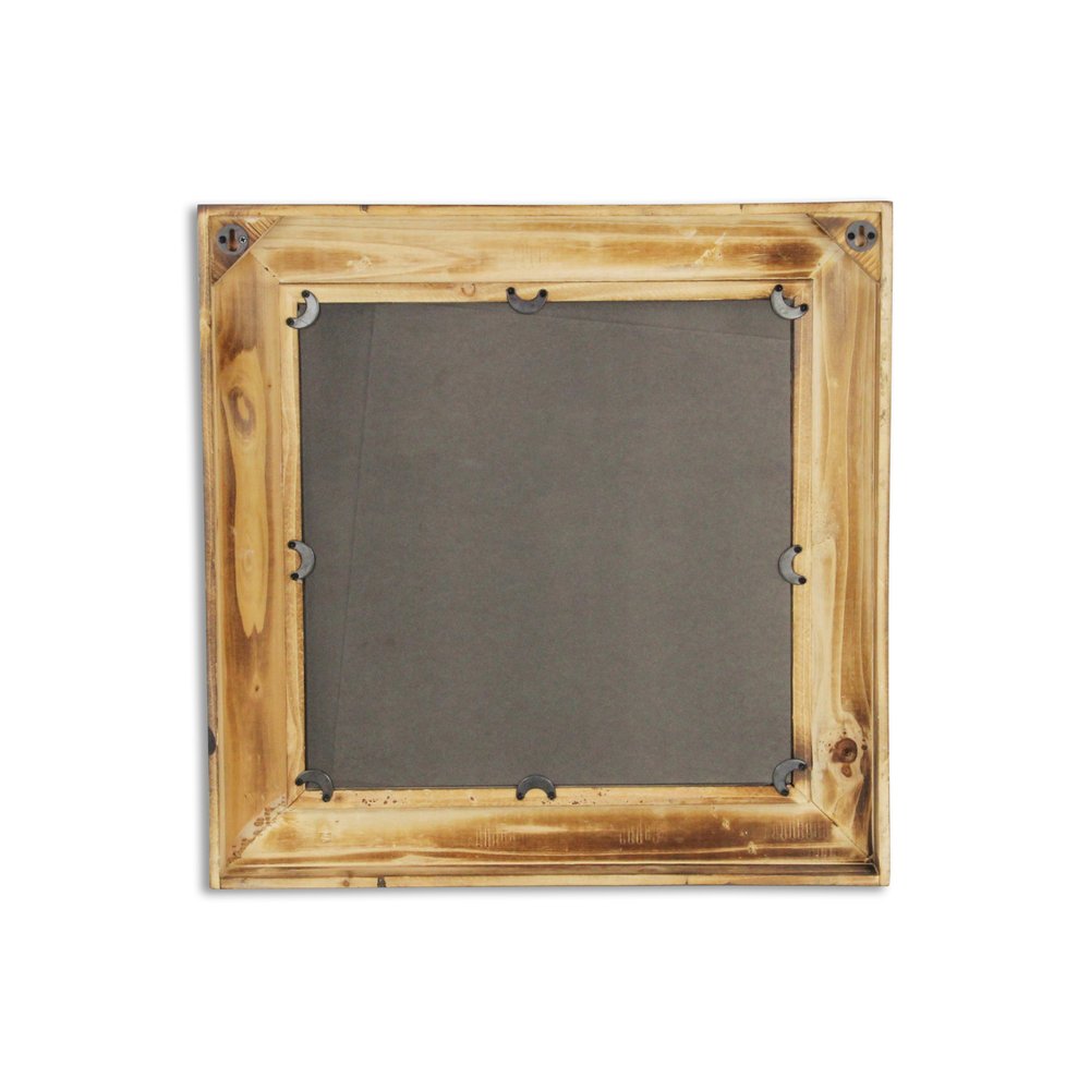 Brown Wood with Gold Bows Square Accent Mirror - 22-inch