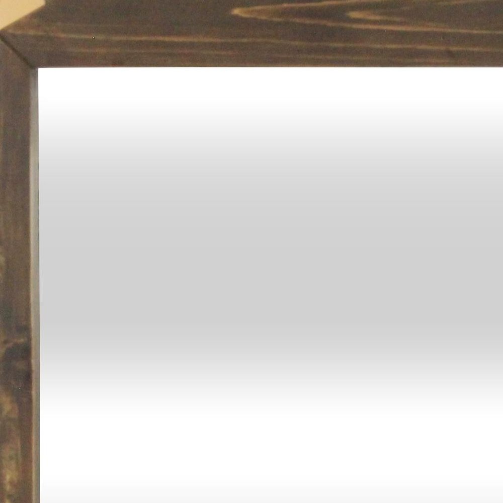 Brown Wood with Gold Bows Square Accent Mirror - 22-inch