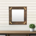 Brown Wood with Gold Bows Square Accent Mirror - 22-inch