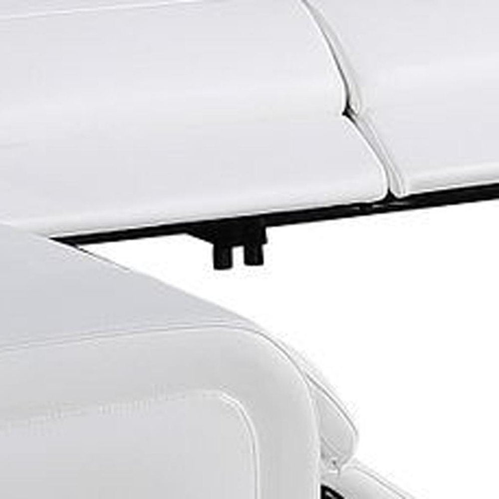 White Italian Leather Power Reclining U Shaped Twelve Piece Corner Sectional with Console