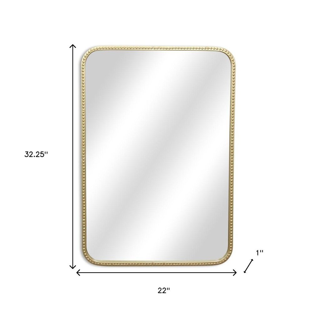 Gold Metal Beaded Accent Mirror - 32-inch
