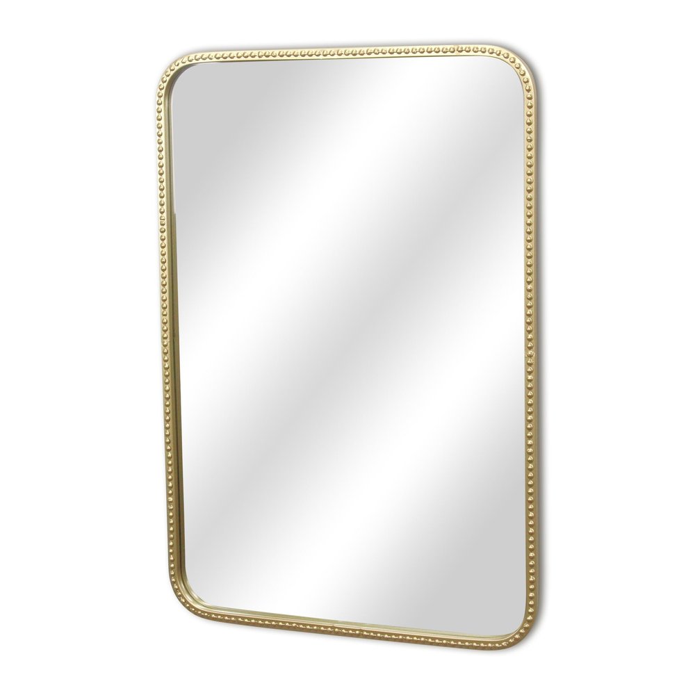 Gold Metal Beaded Accent Mirror - 32-inch