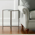 Clear and Silver Glass and Distressed Steel Round End Table - 22-inch