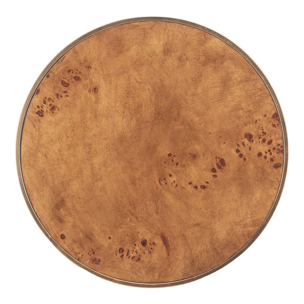 Brown Steel Round Pedestal End Table - 22-inch