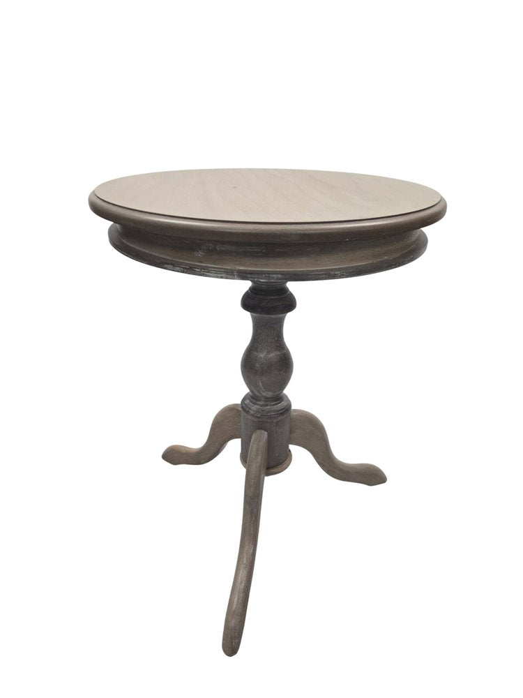 Natural Solid Wood Round Pedestal End Table - 25-inch