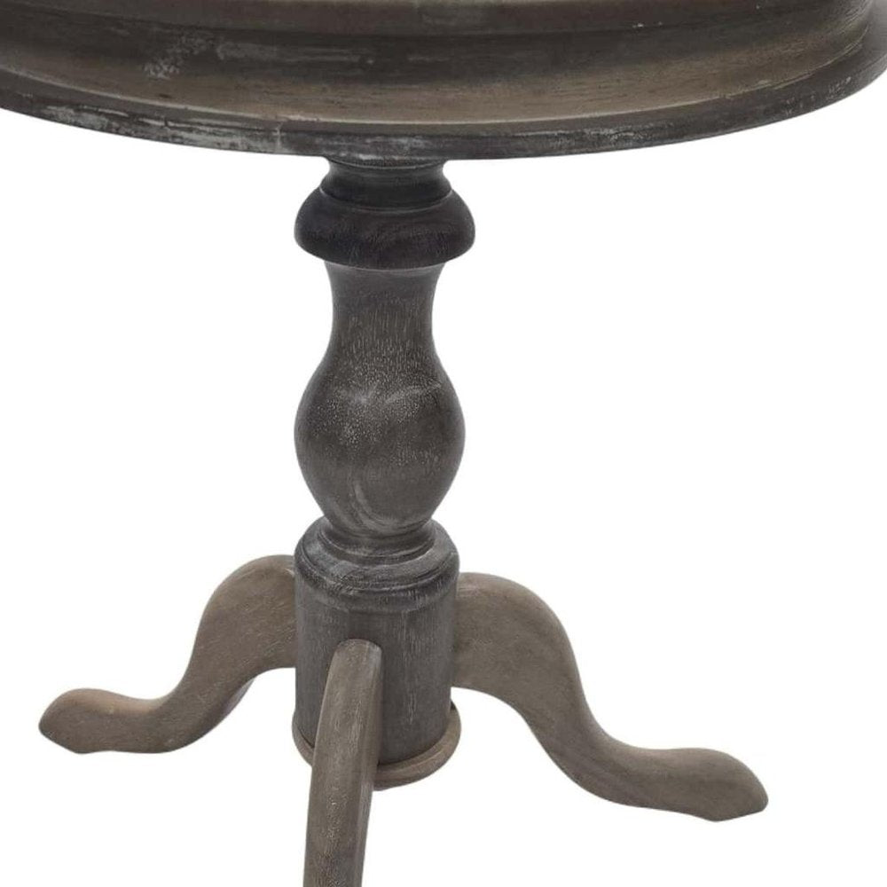 Natural Solid Wood Round Pedestal End Table - 25-inch