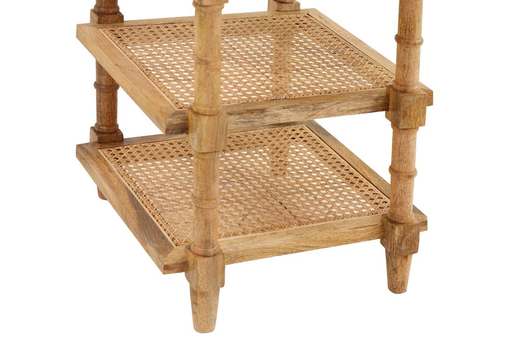 Natural Solid Wood End Table with Two Shelves - 24-inch