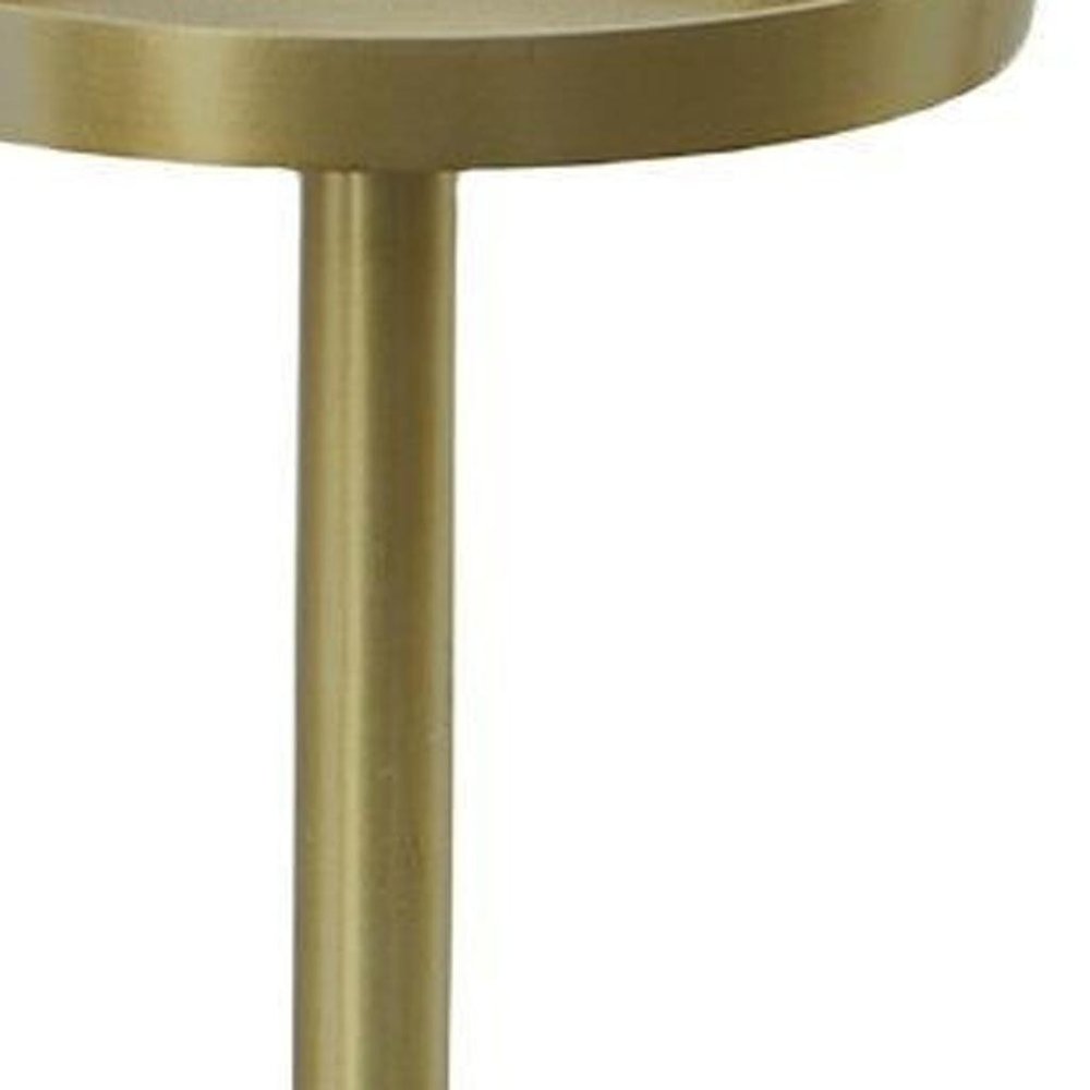 Gold and White Metal Round Pedestal End Table - 24-inch
