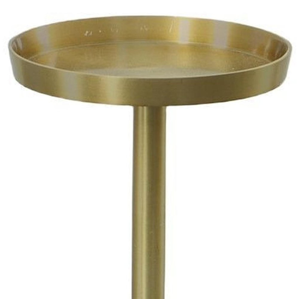 Gold and White Metal Round Pedestal End Table - 24-inch