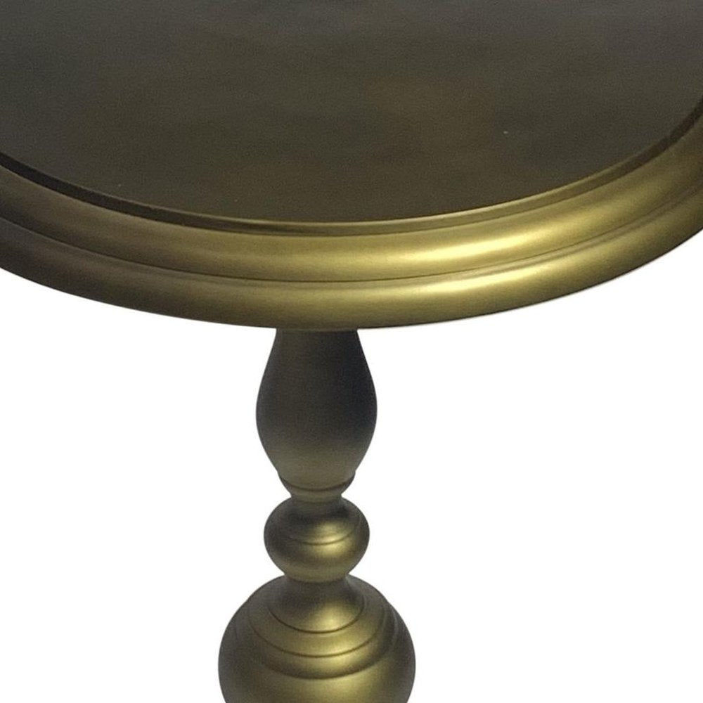 Brass Aluminum Round Pedestal End Table - 24-inch