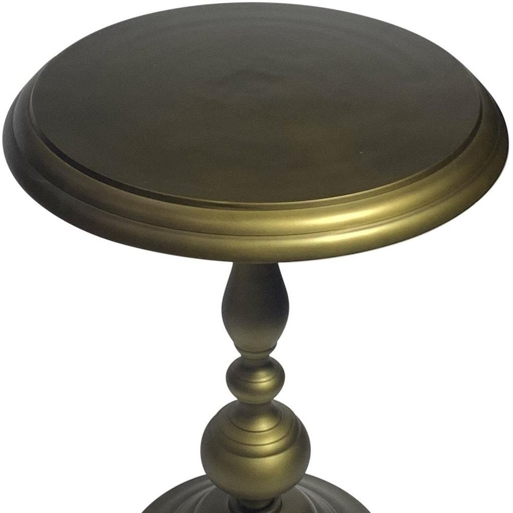 Brass Aluminum Round Pedestal End Table - 24-inch
