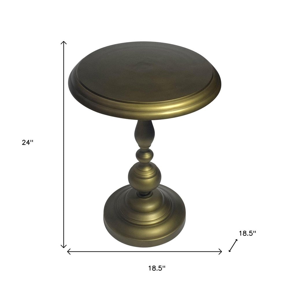 Brass Aluminum Round Pedestal End Table - 24-inch