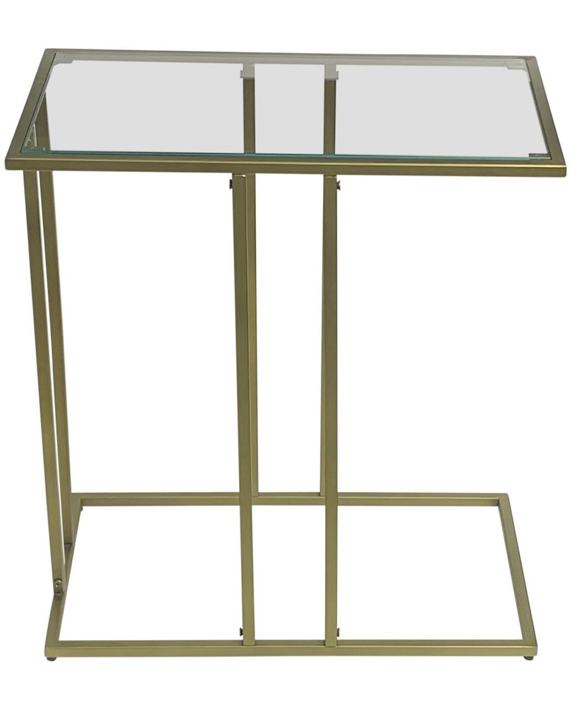 Clear and Antiqued Gold Glass and Iron Frame End Table - 26-inch