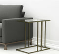 Clear and Antiqued Gold Glass and Iron Frame End Table - 26-inch